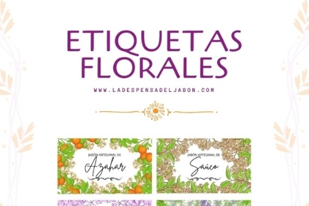 Púrpura bordillo entidad 8 Etiquetas florales para jabones - La Despensa del Jabón